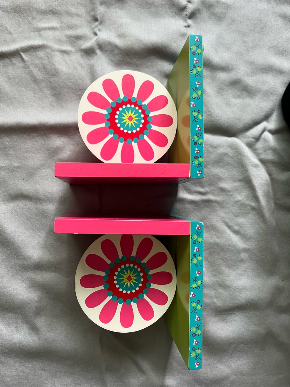 Y2K Bright Floral Pink & Teal bookends